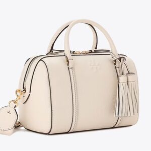 Tory Burch Ivory Satchel with Gold Accents